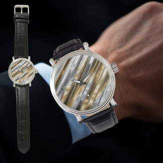 Modern, cool, chic, silver and gold stripe pattern watch