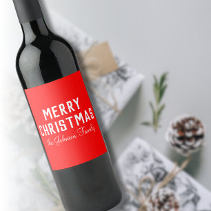 Modern Cool Classic Red Christmas Wine Label