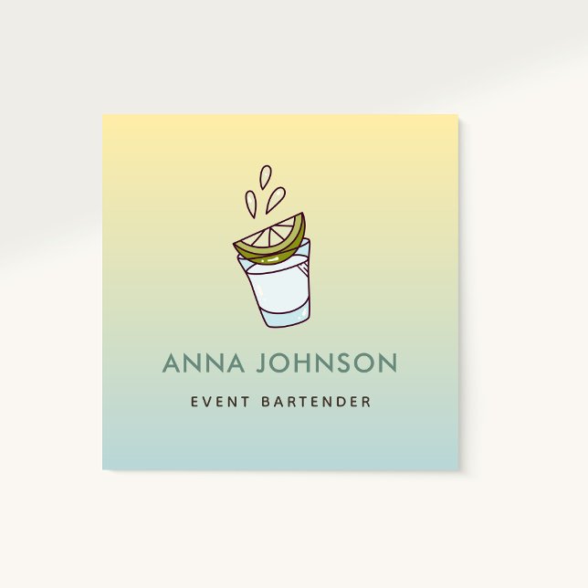 Modern Cool Cocktails Lime in a Glass Bartender    Square Business Card (Creator Uploaded)