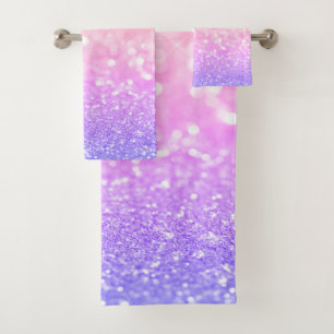 Modern Cool Colourful Glitter Bokeh Bath Towel Set
