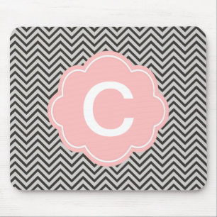 Modern, cool, dark coffee and grey chevron mouse pad