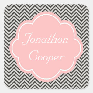 Modern, cool, dark coffee and grey chevron square sticker