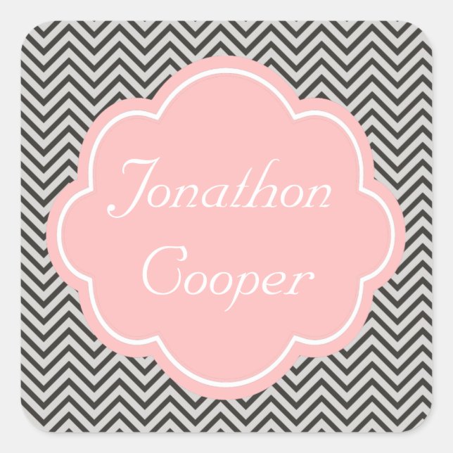 Modern, cool, dark coffee and grey chevron square sticker (Front)