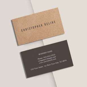 Modern Cool Elegant Brown Kraft Paper Consultant Business Card
