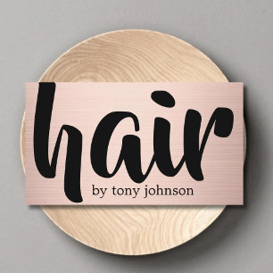 Modern Cool Faux Rose Gold Black Hair Stylist Business Card