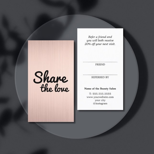 Modern Cool Faux Rose Gold Bold Salon Referral Card (Creator Uploaded)
