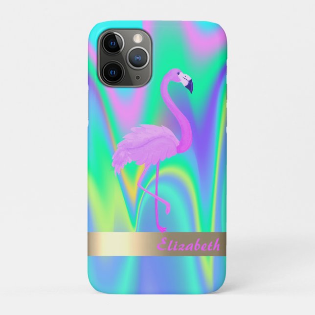 Modern Cool Flamingo Holographic - Personalised Case-Mate iPhone Case (Back)