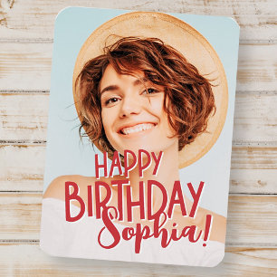 Modern Cool Fun Custom Photo Birthday Greeting Magnet