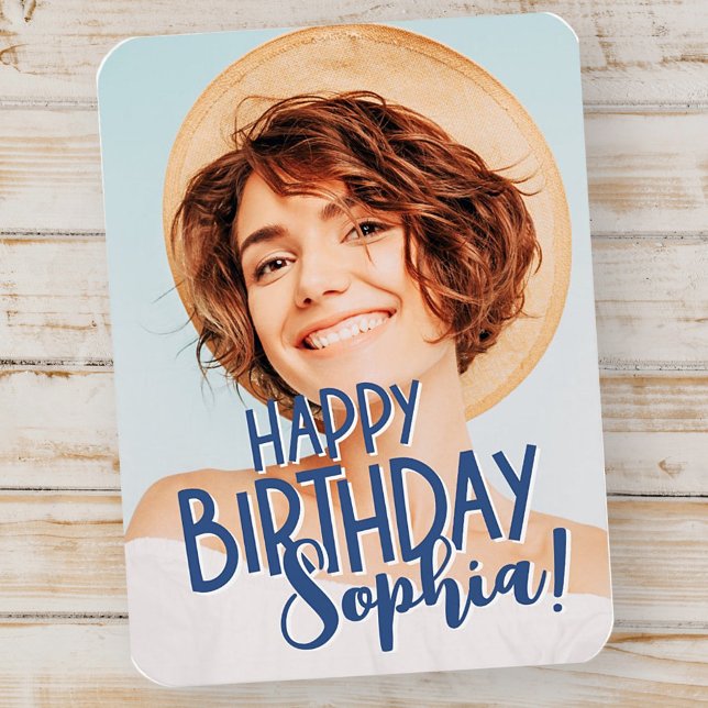 Modern Cool Fun Custom Photo Birthday Greeting Magnet (Creator Uploaded)