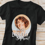 Modern Cool Fun Custom Photo Birthday Greeting T-Shirt<br><div class="desc">Design is modern and simple. Add a custom photo of the birthday celebrant and add his/her name,  add a custom message</div>