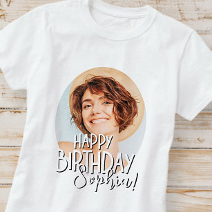 Modern Cool Fun Custom Photo Birthday Greeting T-Shirt