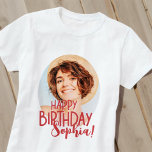 Modern Cool Fun Custom Photo Birthday Greeting T-Shirt<br><div class="desc">Design is modern and simple. Add a custom photo of the birthday celebrant and add his/her name,  add a custom message</div>