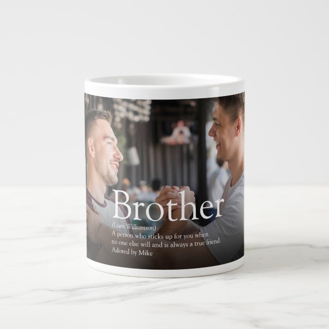 Modern Cool Fun Photo Best Brother Ever Definition Large Coffee Mug (Front)