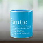 Modern Cool Funtie Aunt Auntie Definition Two-Tone Coffee Mug<br><div class="desc">Personalise for your favourite Funtie,  Aunt or Auntie to create a unique gift. A perfect way to show her how amazing she is every day. You can even customise the background to their favourite colour. Designed by Thisisnotme©</div>
