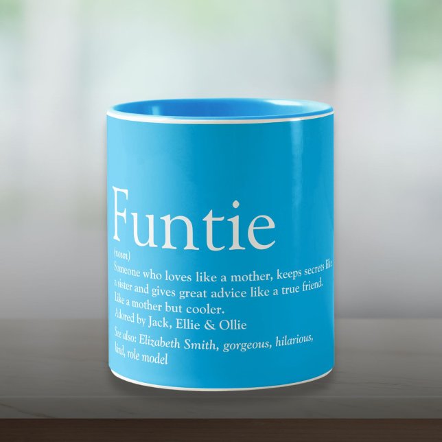 Modern Cool Funtie Aunt Auntie Definition Two-Tone Coffee Mug (Modern Cool Funtie Aunt Auntie Definition Two-Tone Coffee Mug)