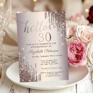 Modern Cool Glitter Drips 30th Birthday  Invitation