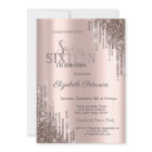 Modern Cool Glitter Drips Rose Gold Sweet 16 