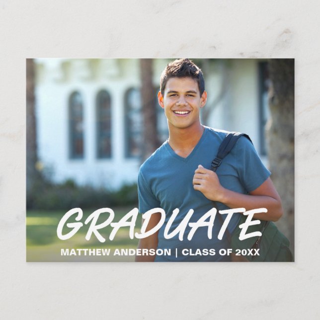 Modern Cool Graduation Party Invitation Photo W Postcard (Front)