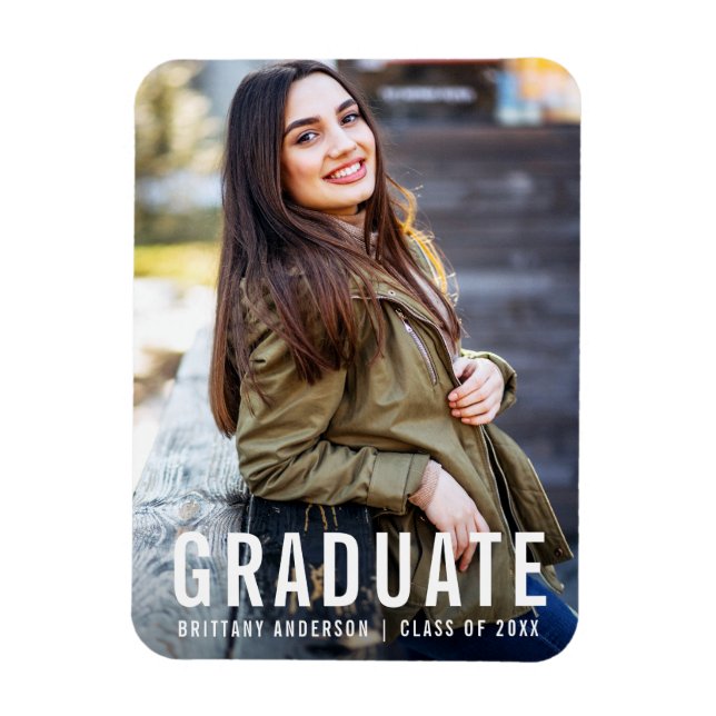Modern Cool Graduation Photo Announcement W Magnet (Vertical)