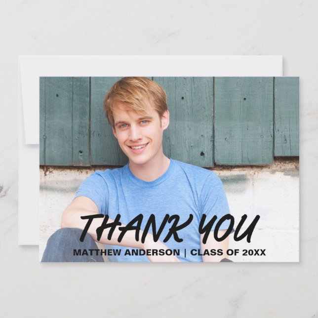 Modern Cool Graduation Thank You Card (Front)
