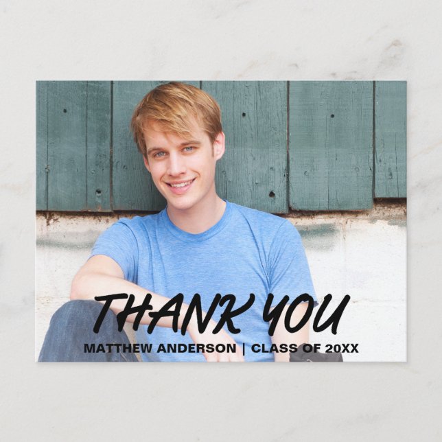 Modern Cool Graduation Thank You Photo Announcement Postcard (Front)