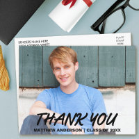 Modern Cool Graduation Thank You Photo