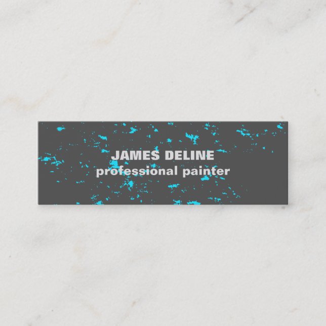 Modern Cool Grey Blue Abstract Pattern Painter Mini Business Card (Front)