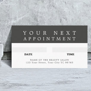 Modern Cool Grey White Beauty Appointment Card