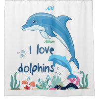 Modern Cool I Love Dolphins Quotes Name Monogram