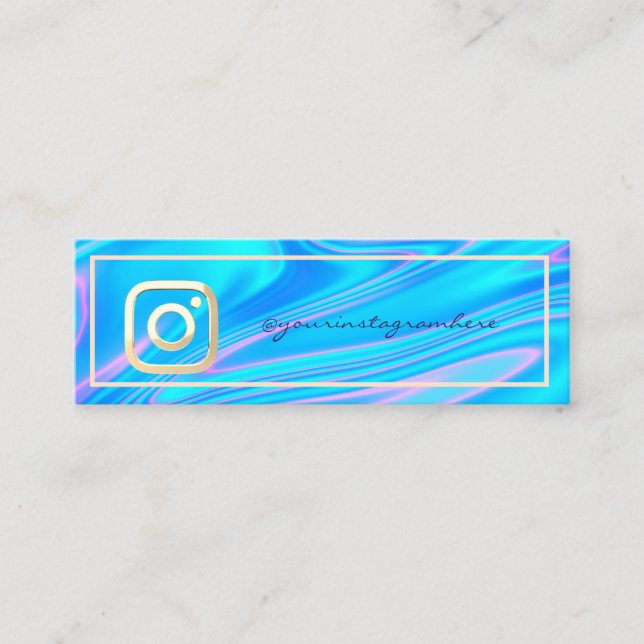 Modern Cool Instagram Holographic  Mini Business Card (Front)