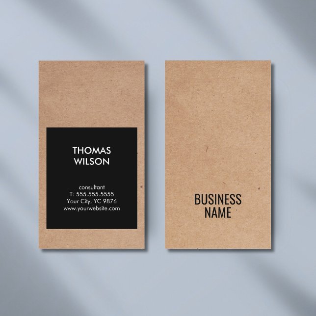 Modern Cool Kraft Paper Black Consultant Business Card (Creator Uploaded)