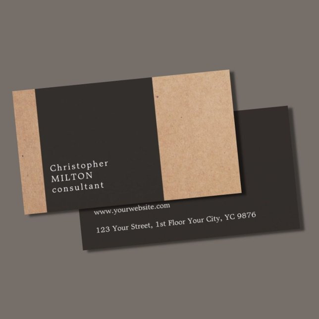 Modern Cool Kraft Paper Dark Gray Consultant Business Card (Creator Uploaded)