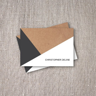 Modern Cool Kraft Paper Grey White Geometric Business Card