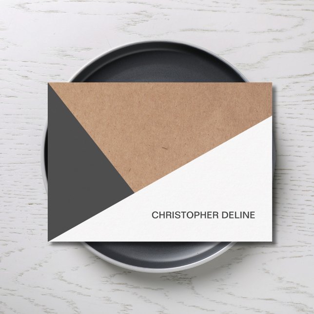 Modern Cool Kraft Paper Grey White Geometric Business Card (Creator Uploaded)