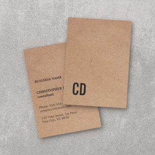 Modern Cool Kraft Paper(printed) Black Monogram Business Card