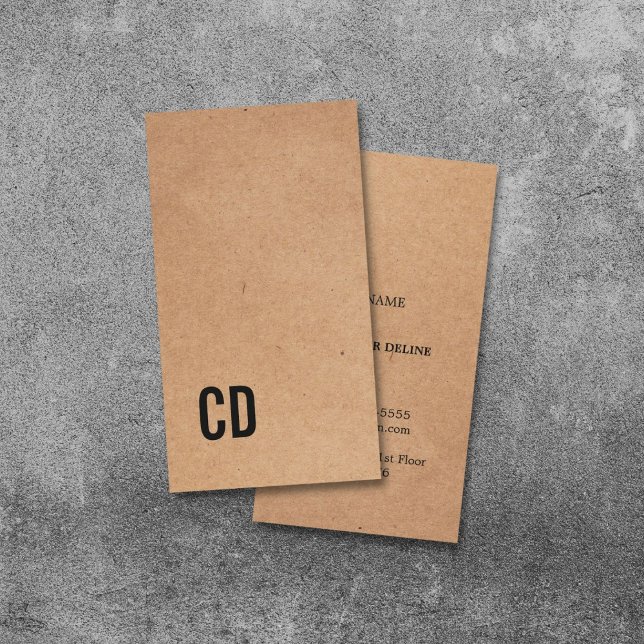 Modern Cool Kraft Paper(printed) Black Monogram Business Card (Creator Uploaded)
