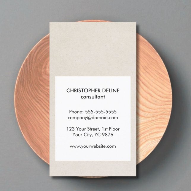 Modern Cool Light Kraft Paper White Consultant Business Card (Creator Uploaded)