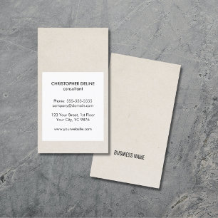 Modern Cool Light Kraft Paper White Consultant Business Card
