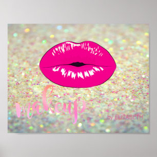 Modern Cool Lips ,Glitter  Makeup artist Poster