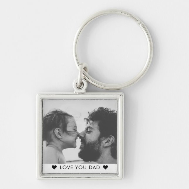 Modern Cool LOVE YOU DAD Father's Day Photo Key Ring (Front)