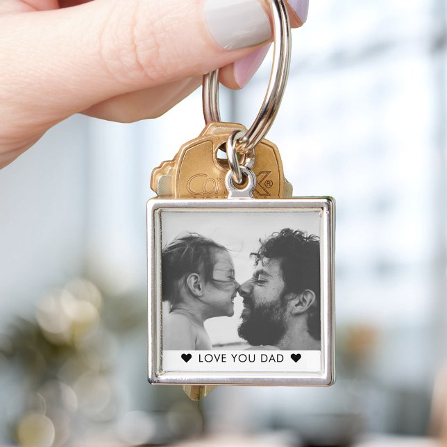 Modern Cool LOVE YOU DAD Father's Day Photo Key Ring (Creator Uploaded)
