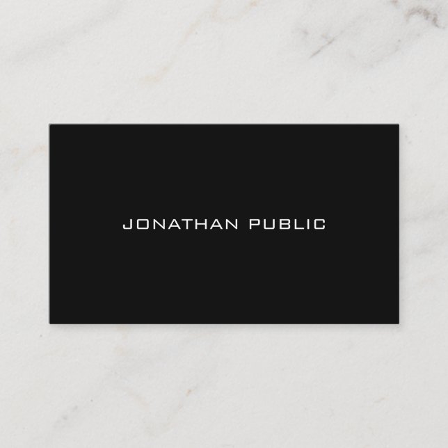 Modern Cool Minimalist Elegant Black Simple Plain Business Card (Front)