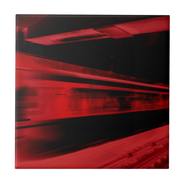 Modern, cool motion concept in red and black ceramic tile (Front)