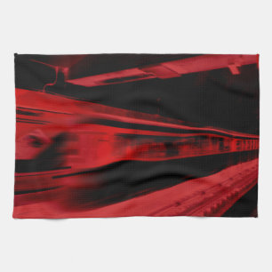 Modern, cool motion concept in red and black tea towel