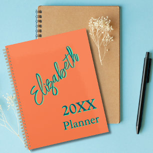 Modern Cool Neon Coral Weekly and Monthly 2025 Planner