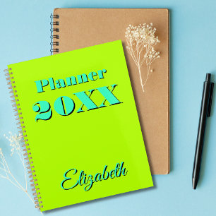 Modern Cool Neon Lime Teal Weekly and Monthly 2026 Planner
