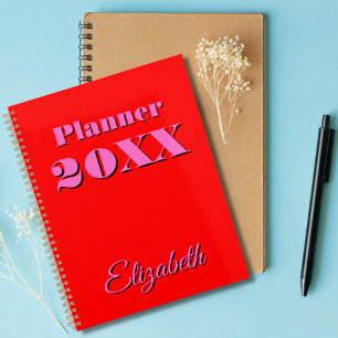 Modern Cool Neon Red Pink Weekly and Monthly 2025 Planner