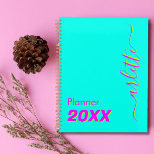 Modern Cool Neon Turquoise Weekly and Monthly 2026 Planner