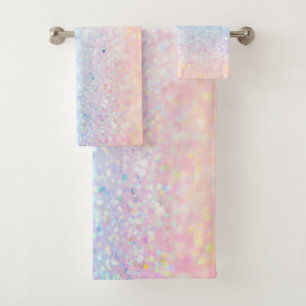 Modern Cool Ombre Glitter Bokeh  Bath Towel Set