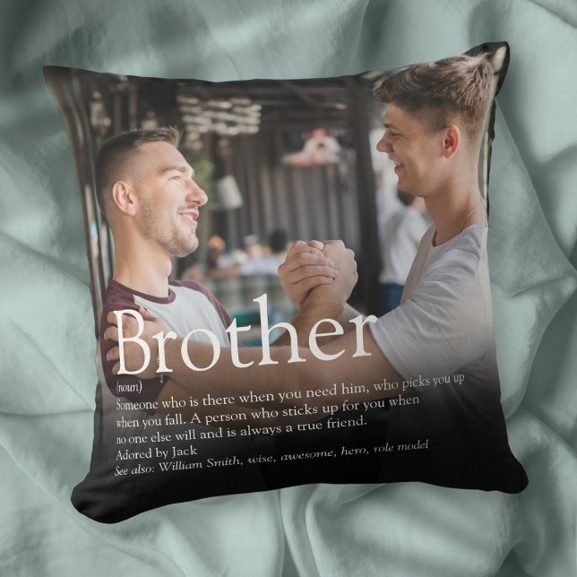 Modern Cool Photo Best Brother Ever Definition Cushion (Modern Cool Photo Best Brother Ever Definition Throw Pillow)